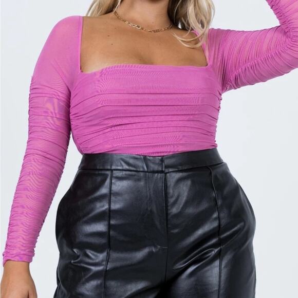 Princess Polly Delaney Ruched Bodysuit 4 Pink - Picture 1 of 8
